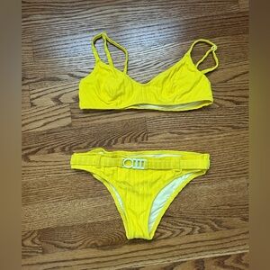 Solid and striped bikini